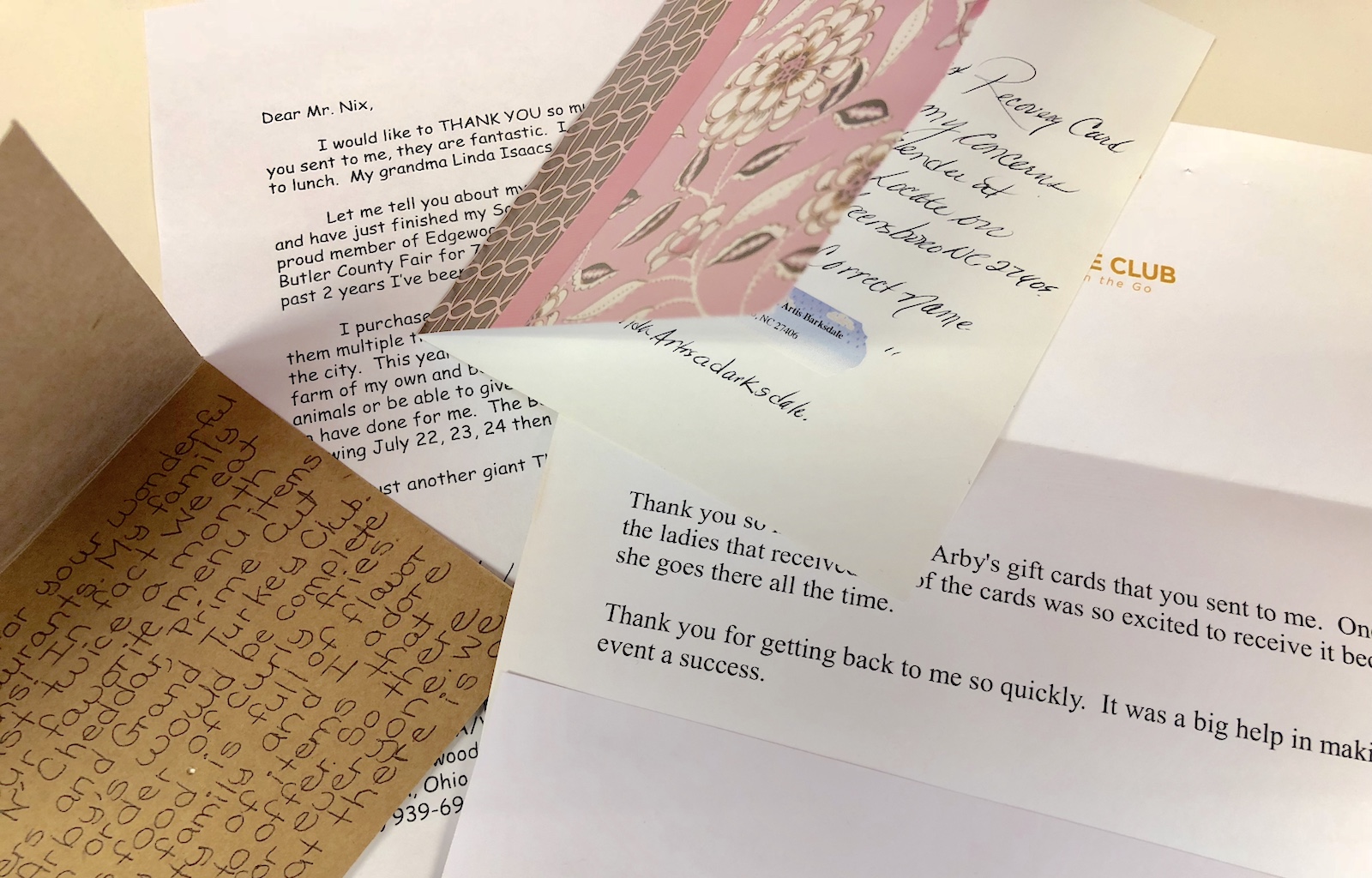 George always keeps that Thank You cards he receives from guests