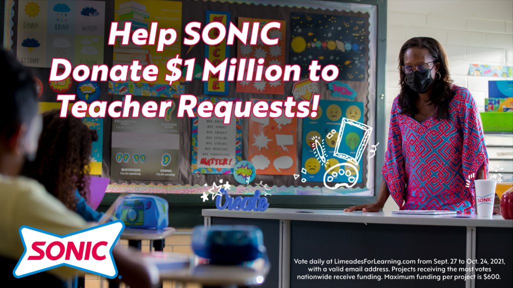 SONIC Calls on Fans Nationwide to Decide Which Public School Teachers