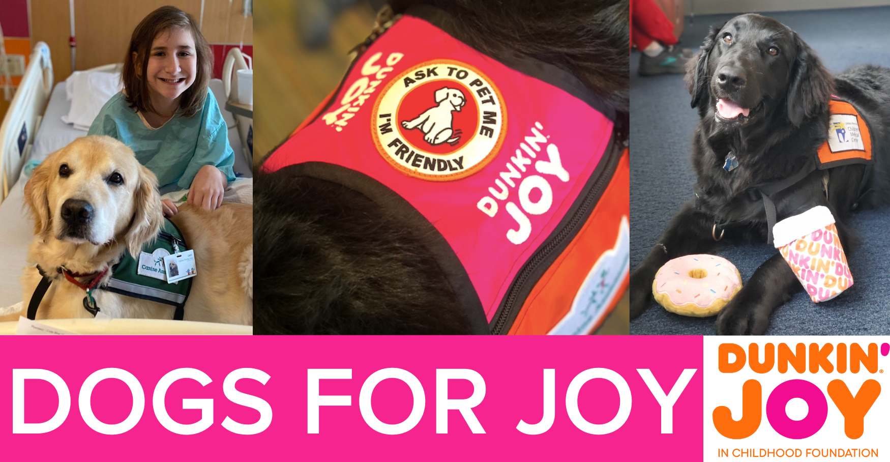 Dunkin' Joy in Childhood Foundation Gives Service Dogs Furever Homes in  Children's Hospitals